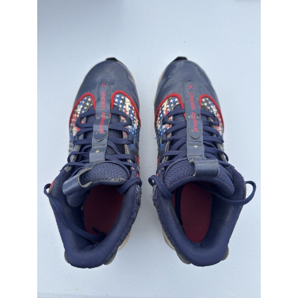 Under Armour Football Cleats Youth 6Y USA Patriotic Red White Blue Molded 302745